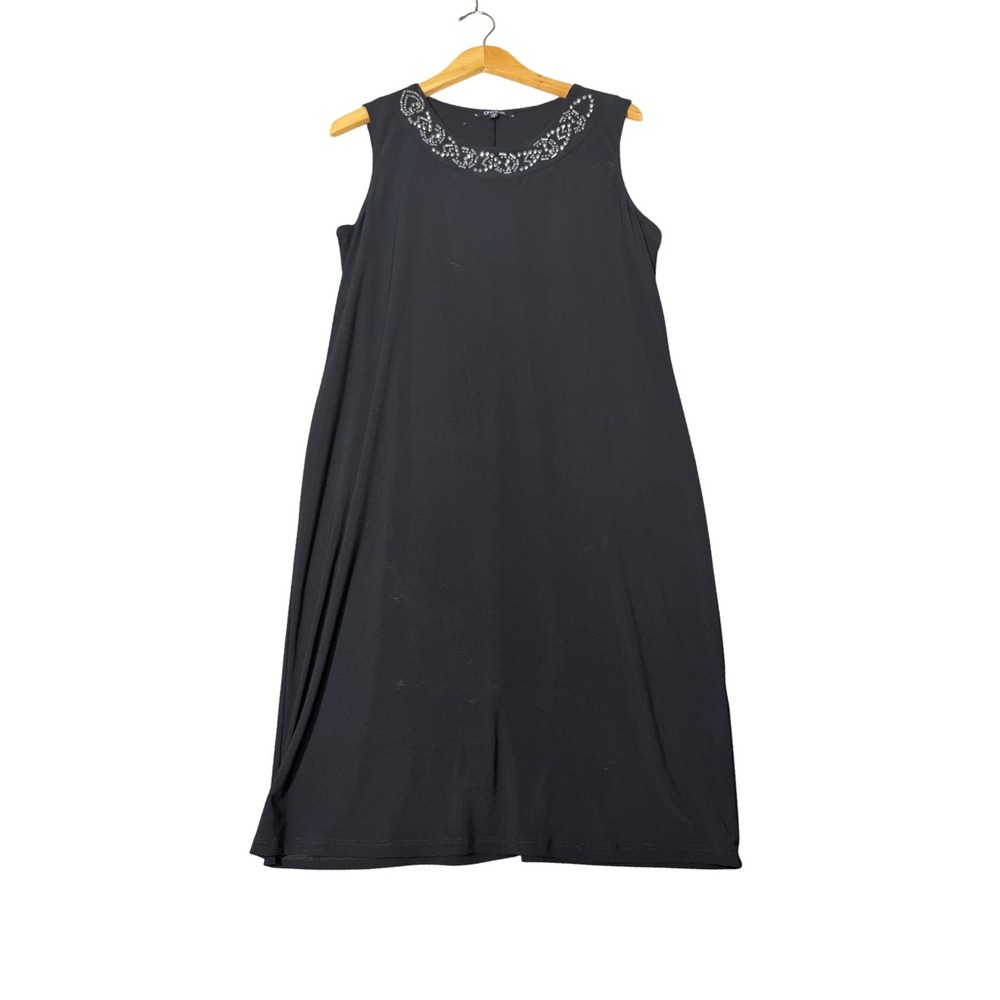 Onyx Nite Womens Black Sleeveless Rhinestone Embellished Shift Dress Size 12